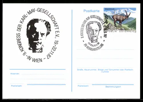 AK Wien, 9. Kongress der Karl May-Gesellschaft 1987, Ganzsache