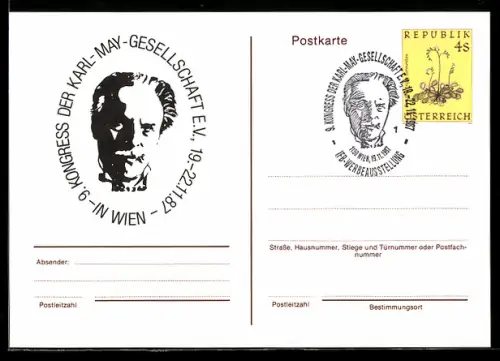AK Wien, 9. Kongress der Karl May-Gesellschaft 1987, Ganzsache