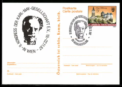 AK Wien, 9. Kongress der Karl May-Gesellschaft 1987, Ganzsache