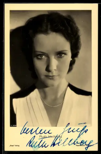 AK Schauspielerin Ruth Hellberg, Frontalaufnahme, Autograph