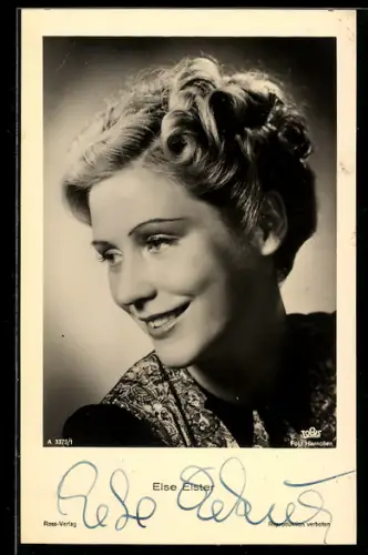 AK Schauspielerin Else Elster mit blonden Haaren, Autograph