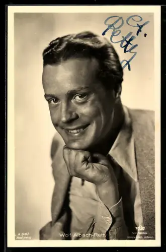 AK Schauspieler Wolf Albach-Retty in die Kamera lächelnd, Autograph