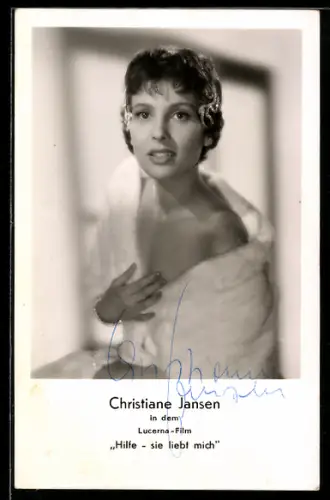 AK Schauspielerin Christiane Jansen in dem Lucerna-Film Hilfe, sie liebt mich, Autograph