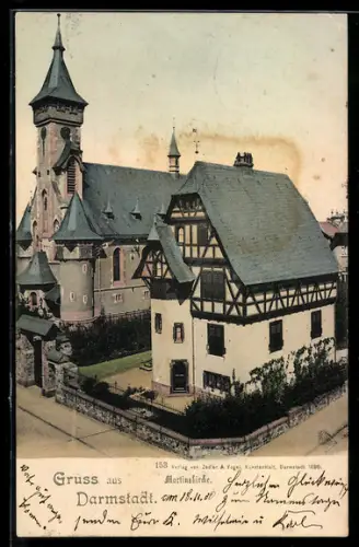 AK Darmstadt, Blick zur Martinskirche