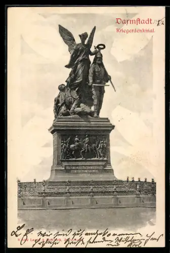 AK Darmstadt, Blick zum Kriegerdenkmal