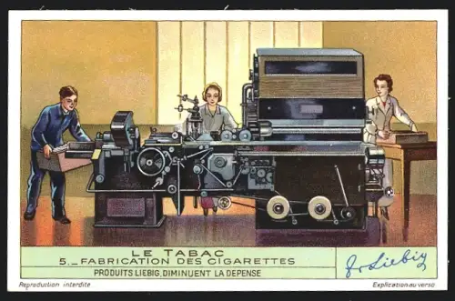 Sammelbild Liebig, Le Tabac, Fabrication des cigarettes