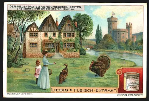 Sammelbild Liebig, Der Villenbau zu verschiedenen Zeiten, Englische Villen an der oberen Themse