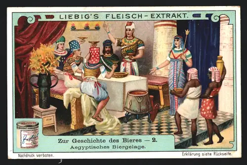 Sammelbild Liebig, Zur Geschichte des Bieres, Aegyptisches Biergelage