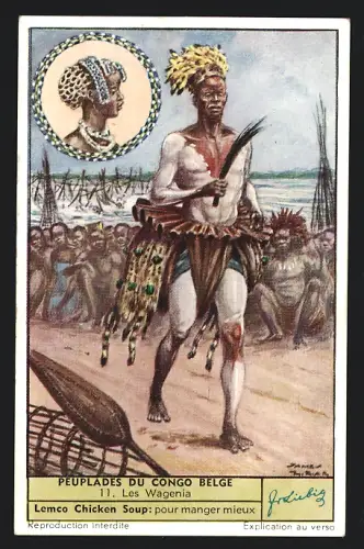 Sammelbild Liebig, Peuplades du Congo Belge, Les Wagenia