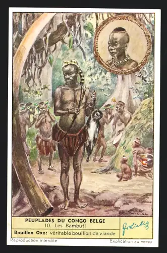 Sammelbild Liebig, Peuplades du Congo Belge, Les Bambuti
