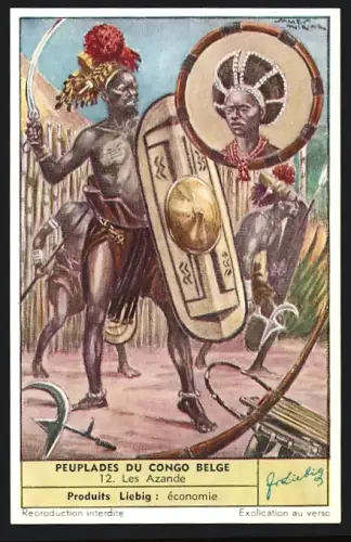 Sammelbild Liebig, Peuplades du Congo Belge, Les Azande