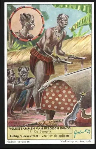 Sammelbild Liebig, Volksstammen van Belgisch Kongo, De Bangala