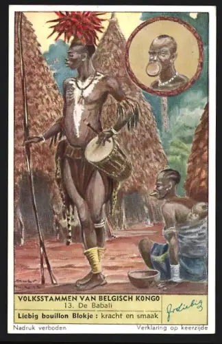 Sammelbild Liebig, Volksstammen van Belgisch Kongo, De Babali