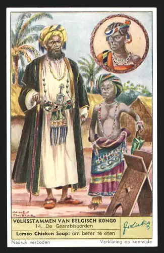 Sammelbild Liebig, Volksstammen van Belgisch Kongo, De Gearabiseerden
