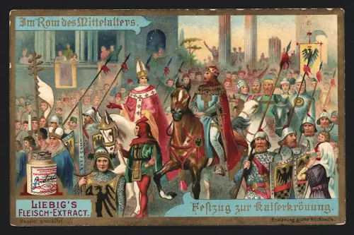 Sammelbild Liebig, Im Rom des Mittelalters, Festzug zur Kaiserkrönung
