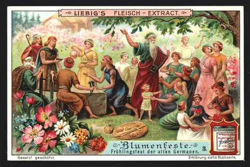 Sammelbild Liebig, Blumenfeste, Frühlingsfest der alten Germanen