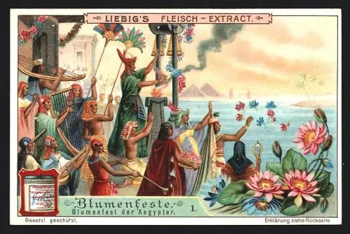 Sammelbild Liebig, Blumenfeste, Blumenfest der Aegypter