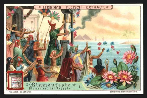 Sammelbild Liebig, Blumenfeste, Blumenfest der Aegypter