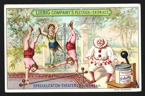 Sammelbild Liebig, Specialitäten-Theater, Acrobaten mit Clown
