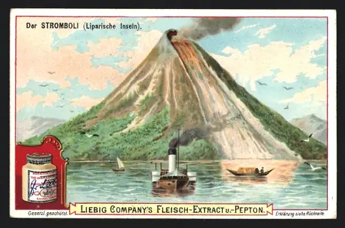 Sammelbild Liebig, Der Stromboli, Liparische Inseln