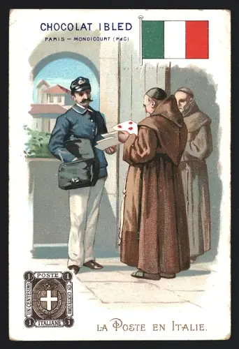 Sammelbild Chocolat Ibled, Paris, Rue du Temple 4, La Poste en Italie