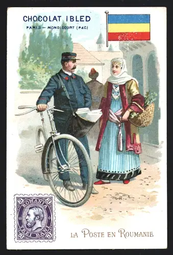 Sammelbild Chocolat Ibled, Paris, Rue du Temple 4, La Poste en Roumanie