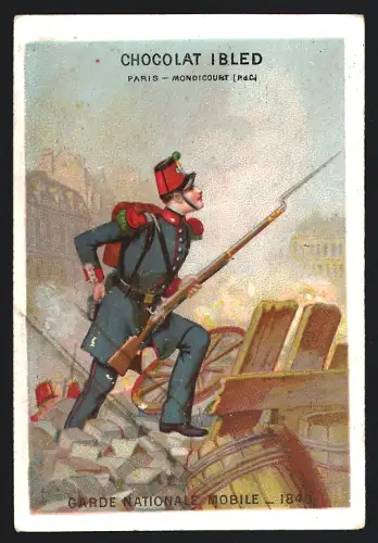 Sammelbild Chocolat Ibled, Paris, Rue du Temple 4, Garde Nationale Mobile 1848