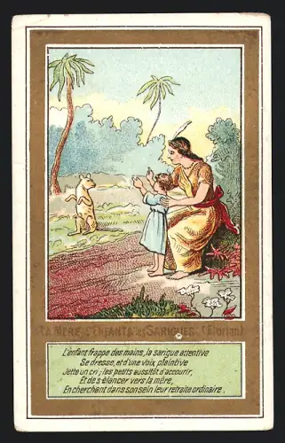 Sammelbild Chocolat Ibled, Kind beobachtet ein Tier