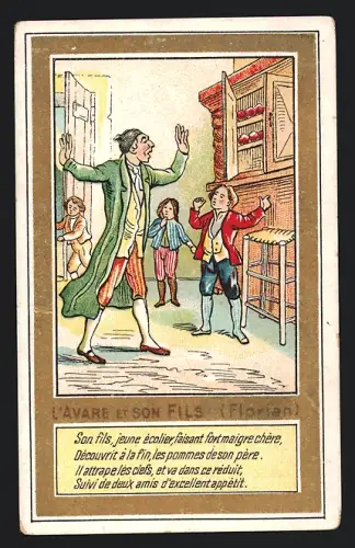 Sammelbild Chocolat Ibled, L`Avare et son Fils