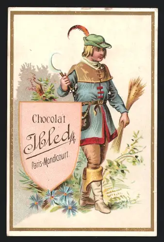 Sammelbild Chocolat Ibled, Paris, Mann mit Sichel