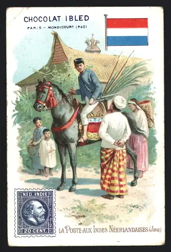 Sammelbild Chocolat Ibled, Paris, La Poste aux Indes Neerlandaises, Java