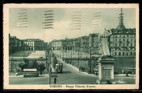 AK Torino, Piazza Vittorio Veneto, Strassenbahn