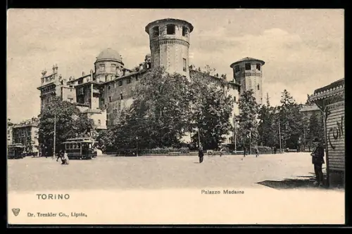 AK Torino, Palazzo Madame, Strassenbahn
