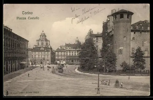 AK Torino, Piazza Castello, Strassenbahn
