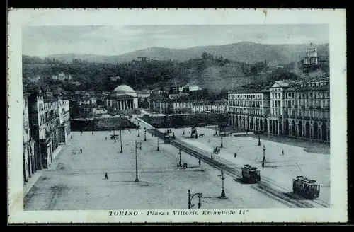 AK Torino, Piazza Vittorio Emanuele IIo, Strassenbahn