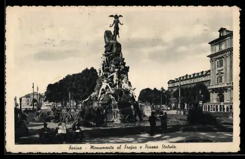 AK Torino, Monumento al Frejus e Piazza Statuto, Strassenbahn