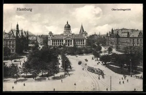 AK Hamburg, Oberlandesgericht mit Strassenbahn