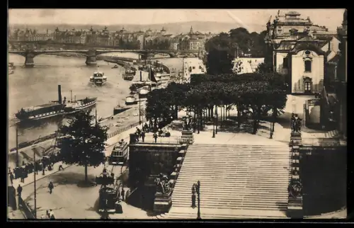 AK Dresden, Freitreppe der Brühl'schen Terrasse