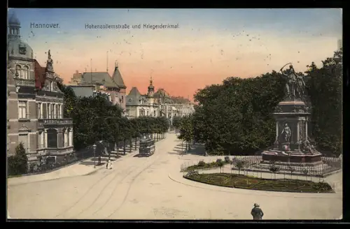 AK Hannover, Hohenzollernstrasse mit Strassenbahn