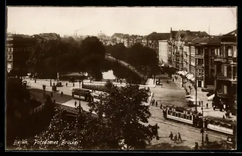 AK Berlin, Potsdamer Brücke mit Strassenbahn