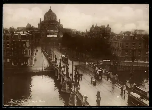 AK Amsterdam, Hooge Sluis, Strassenbahn