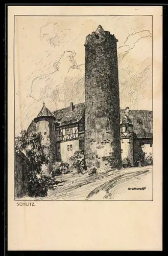 Künstler-AK Otto Ubbelohde: Schlitz, Burg