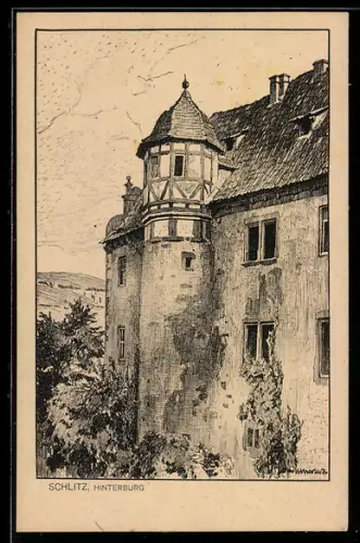 Künstler-AK Otto Ubbelohde: Hinterburg, Teilansicht