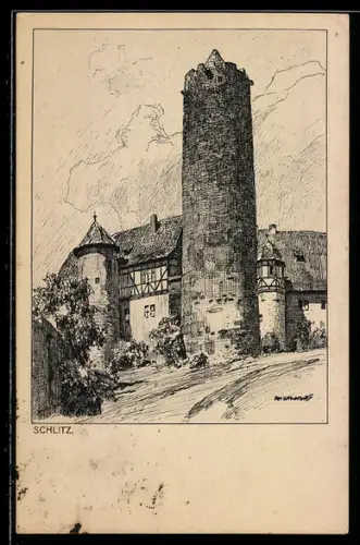 Künstler-AK Otto Ubbelohde: Schlitz, Burg