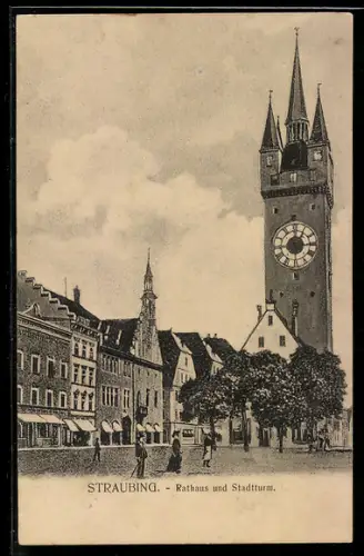 AK Straubing, Rathaus und Stadtturm