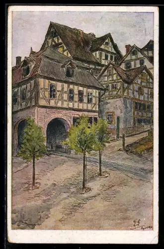 Künstler-AK Schlitz /Oberhessen, Partie am Stadtberg