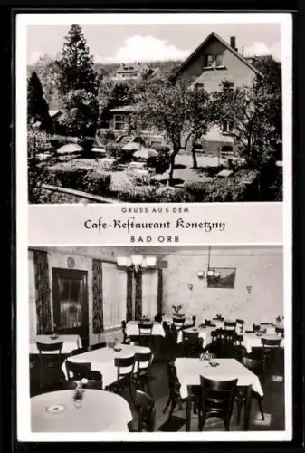 AK Bad Orb, Cafe-Restaurant Konetzny, Innenansicht