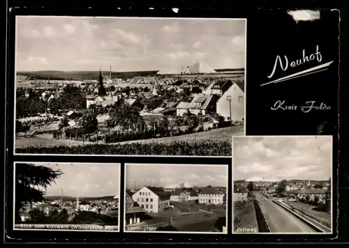 AK Neuhof /Fulda, Blick zum Kaliwerk Wintershall AG, Lindenplatz, Zollweg, Gesamtansicht mit Kaliberg