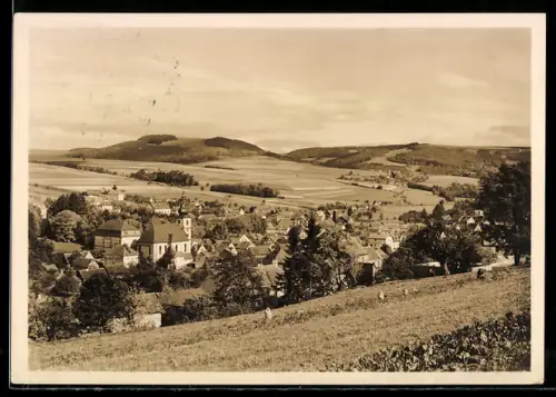 AK Gersfeld, Gesamtansicht mit Schneeberg und Feldberg