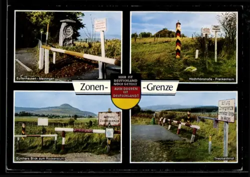 AK Eussenhausen, Zonengrenze in der Rhön, Eussenhausen-Meiningen, Hochrhönstrasse-Frankenheim, Theobaldshof